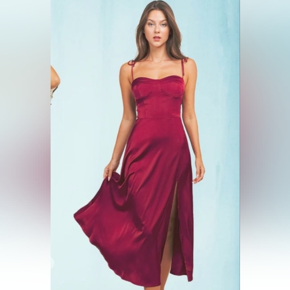 Satin Green Midi Dress size small - Picture 5 of 5